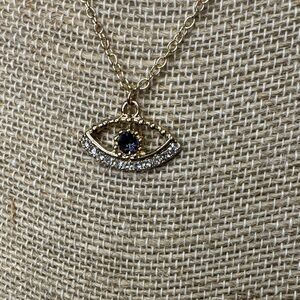 Gold and Purple Eye Pendant Necklace